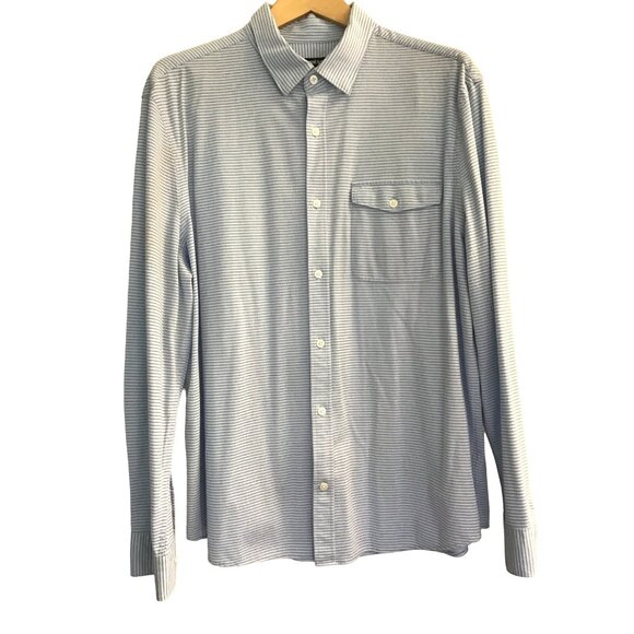 EXPRESS-MENS BLUE STRIPPED 62% COTTON LOMG SLEEVE BUTTON DOWN SHIRT SIZE X-LARGE - Picture 3 of 8